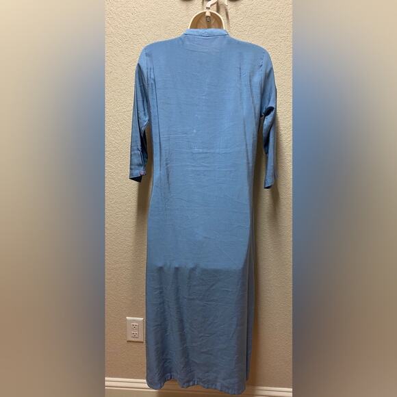 La Fille Blue Caftan Dress Sz XL - Picture 5 of 9